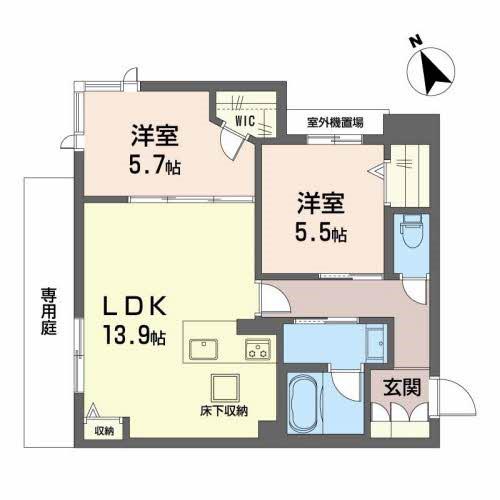 シャーメゾンCOCOUS(2LDK/1階)の間取り写真
