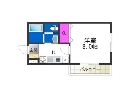 ウェルシー(1K/2階)の間取り写真