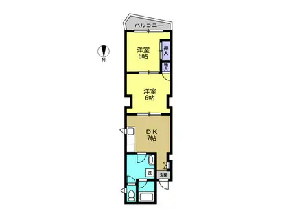 M2ハイム(2DK/3階)の間取り写真