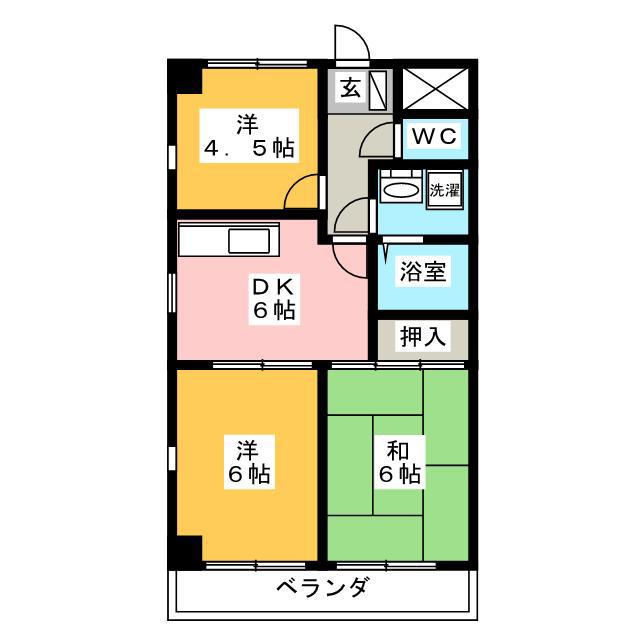 パセール長良(3DK/4階)の間取り写真