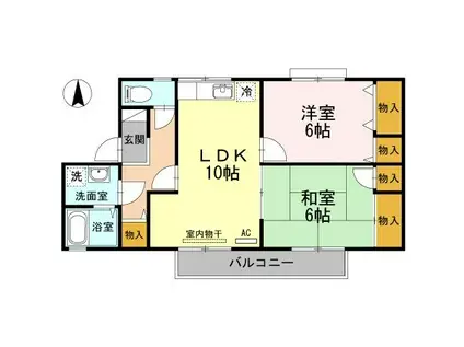 ラポール宮内 C棟(2LDK/1階)の間取り写真