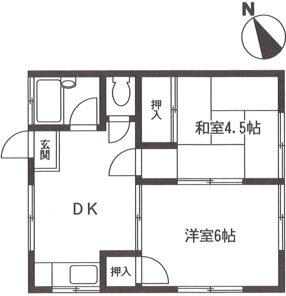 フジハイツ(2DK/2階)の間取り写真