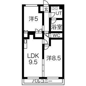 マロニエヴェール(2LDK/2階)の間取り写真