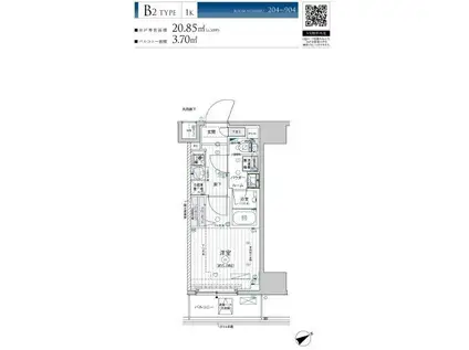 メインステージ横濱鶴見(1K/7階)の間取り写真
