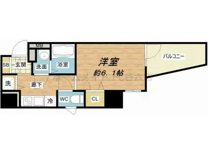 ララプレイス難波シエール(1K/10階)の間取り写真