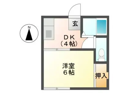 サニーライフ栗真D棟(1K/2階)の間取り写真