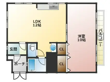 マンショントーア(1LDK/2階)の間取り写真