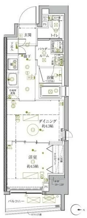 クレイシア秋葉原ラグゼスウィート 12階階 間取り