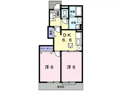 グランデ・フォルテ II(2DK/1階)の間取り写真