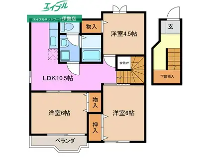 ソレイユ・ルヴァンB棟(3LDK/2階)の間取り写真