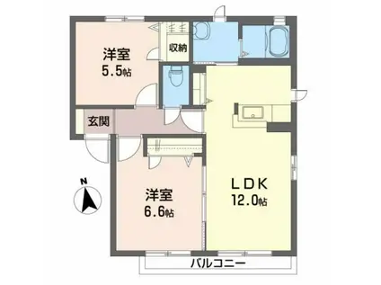 エコ・プリーマD(2LDK/2階)の間取り写真