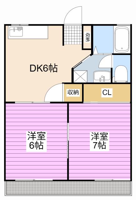 リヴェール吉沢A(2DK/2階)の間取り写真