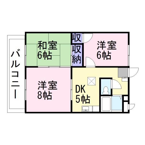 ビブレサカンダ(3DK/2階)の間取り写真