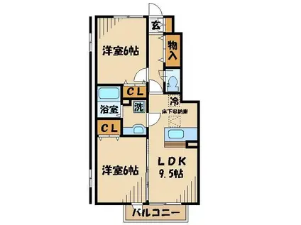 サンモール豊田(2DK/1階)の間取り写真