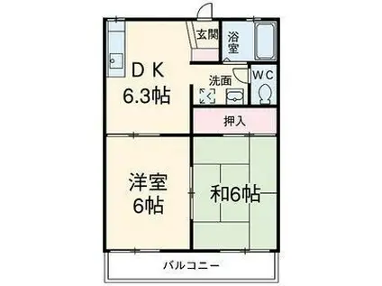 グリーンハイツ宮路(2DK/2階)の間取り写真