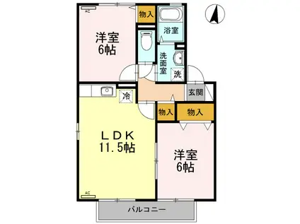 セジュール新市A棟(2LDK/2階)の間取り写真