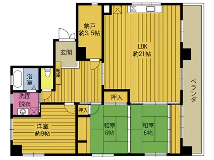 グランソレイユ(3LDK/1階)の間取り写真