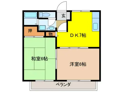 廣美ハイツ(2DK/1階)の間取り写真