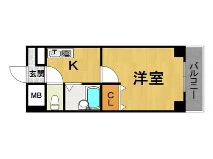 アクティ塚口(1K/3階)の間取り写真