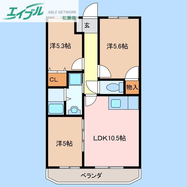 ホーテンシア・N(3LDK/1階)の間取り写真