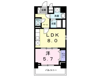 ココ クレメント II(1LDK/8階)の間取り写真