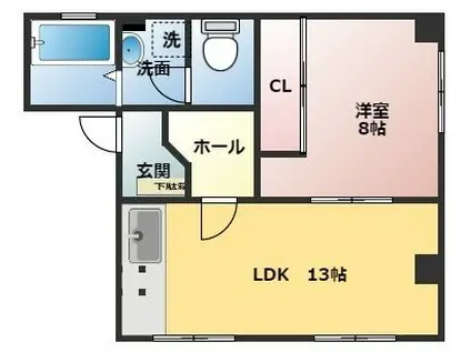 コーポFUJIMI(1LDK/1階)の間取り写真