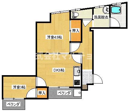 ビブレ下三栖(2DK/4階)の間取り写真