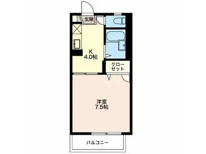 レーベン新田(1K/1階)の間取り写真