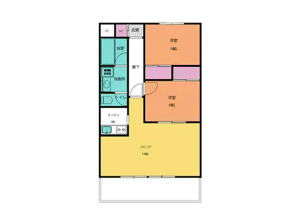 ヴィラ大国(2LDK/1階)の間取り写真