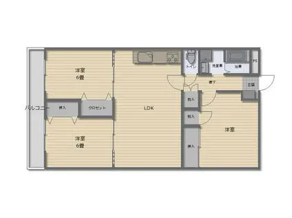 旭町いづみプラザ(3LDK/5階)の間取り写真