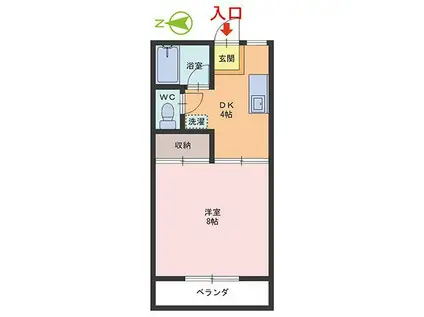 デラシオン旭(1DK/2階)の間取り写真