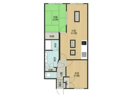 ロイヤルメゾンIII(2LDK/1階)の間取り写真