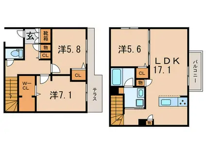 プレミアムコート甲子園(3LDK/1階)の間取り写真