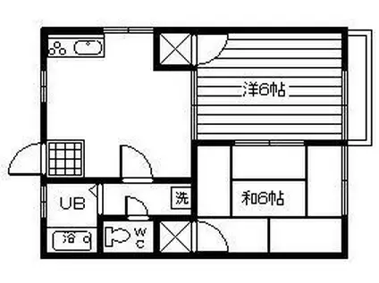 ポテトハウスII(2DK/2階)の間取り写真