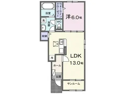 フレージュ セレノ(1LDK/1階)の間取り写真