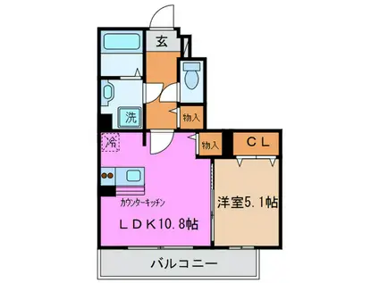 リバープレイス中山手(1LDK/3階)の間取り写真