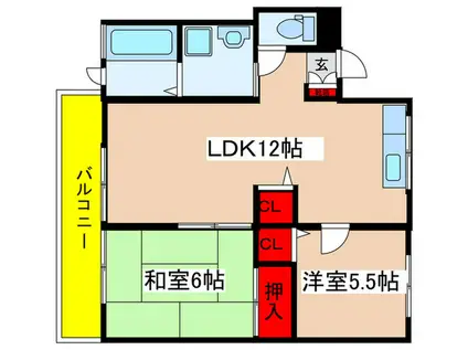 パーシモンI(2LDK/2階)の間取り写真