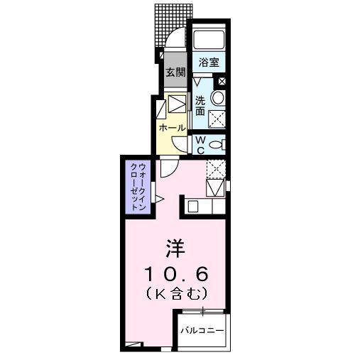 ジールβ(ワンルーム/1階)の間取り写真
