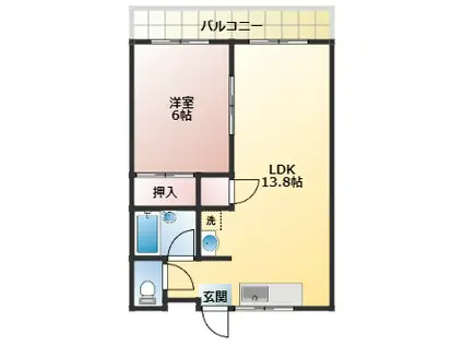 ラビットハウスきさく(1LDK/2階)の間取り写真