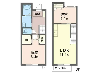 シャルマンドミールB(2LDK/1階)の間取り写真