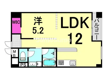 甲子園口ハウス(1LDK/4階)の間取り写真