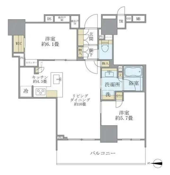 Brillia Tower上野池之端 5階階 間取り