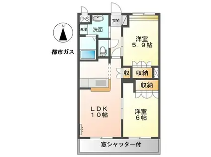 プレジア(2LDK/1階)の間取り写真