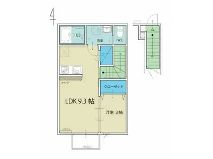 愛友・太子堂(1LDK/2階)の間取り写真