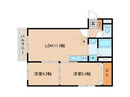 フェリチタ愛子I(2LDK/3階)の間取り写真