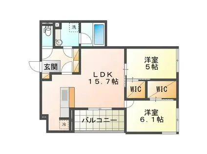 ディーシャンブル石塚町(2LDK/1階)の間取り写真