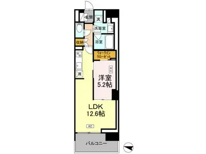 ロイヤルパークス仙台青葉通(1LDK/12階)の間取り写真