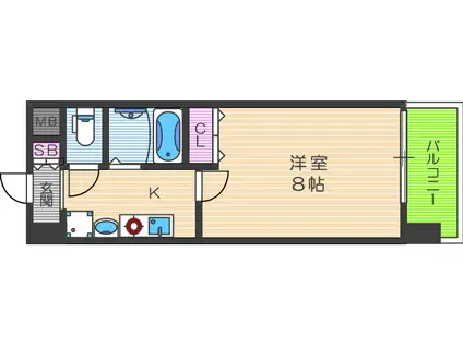 新梅田 プライム(1K/3階)の間取り写真