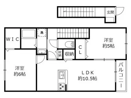 メゾンセーブル 野洲市行畑(2LDK/2階)の間取り写真