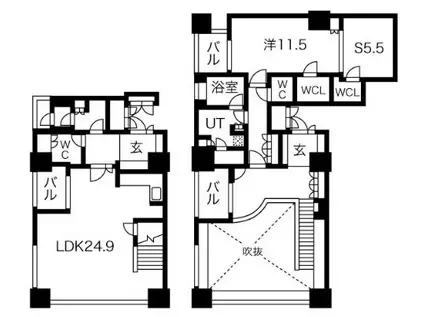 アルグラッドザ・タワー心斎橋(2LDK/35階)の間取り写真